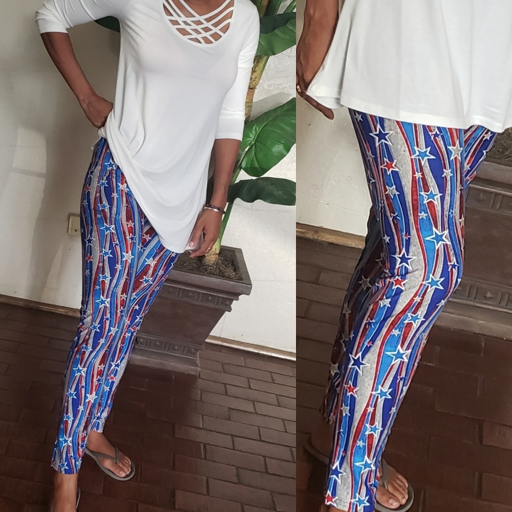 Stars & Stripes Leggings One Size 2-20